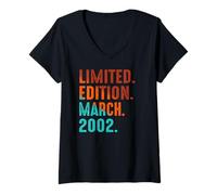 Femme Édition limitée Mars 2002 Anniversaire T-Shirt avec Col en V