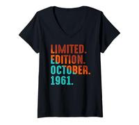 Femme Édition limitée Octobre 1961 Anniversaire T-Shirt avec Col en V