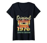 Femme Édition limitée Originale 1976 Happy Birthday T-Shirt avec Col en V