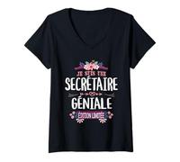 Femme Édition Limitée Secrétaire Femme T-Shirt avec Col en V