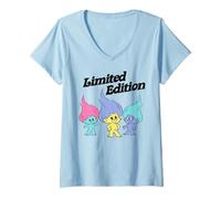 Femme Édition limitée Trolls Vibrant Hair T-Shirt avec Col en V
