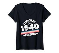 Femme Edition spéciale limitée année de Naissance 1940 T-Shirt avec Col en V
