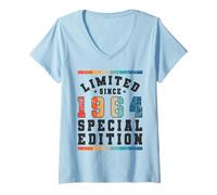 Femme Edition spéciale limitée année de Naissance 1964 T-Shirt avec Col en V