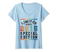 Femme Édition spéciale limitée Anniversaire de l'enfant né en 2015 T-Shirt avec Col en V