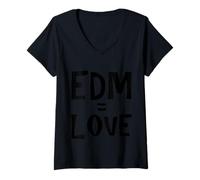 Femme EDM is Love, Musique de Danse électronique, Rave Concert Festival (EDM) T-Shirt avec Col en V