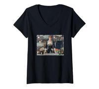 Femme Edouard Manet A Bar at The Folies-Bergere T-Shirt avec Col en V