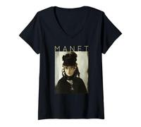 Femme Édouard Manet - Berthe Morisot au Bouquet de Violettes T-Shirt avec Col en V