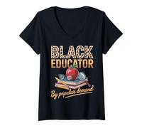 Femme Éducateur Noir à la Demande Populaire Mois Amusant de l'histoire des Noirs T-Shirt avec Col en V
