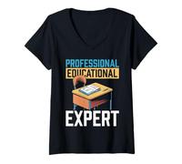 Femme Éducateur Pédagogie - Apprentissage Enseignement Éducateur T-Shirt avec Col en V