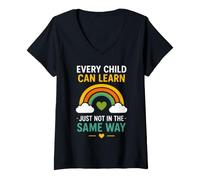 Femme Education Every Child Can Learn Just Not in The Same Way T-Shirt avec Col en V