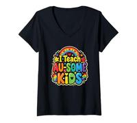 Femme Éducation spéciale des Enseignants en autisme SPED Sensibilisation à l'Autisme T-Shirt avec Col en V