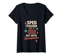 Femme Éducation spécialisée, éducation Inclusive, équipe SPED Teacher (IEP) T-Shirt avec Col en V