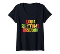Femme Eerie Rhythms Resound Halloween Music Lover Musician T-Shirt avec Col en V