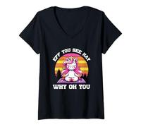 Femme Eff You See Hay Why Oh You Unicorn Fun T-Shirt avec Col en V