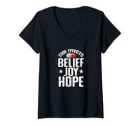 Femme Effets Secondaires Belief Joy Hope Placebo T-Shirt avec Col en V