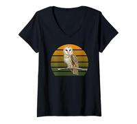Femme Effraie des Clochers Biologiste Ornithologue Nature Oiseau T-Shirt avec Col en V
