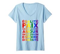Femme égalité paix amour diversité lgbt la marche des fiertés 2022 T-Shirt avec Col en V
