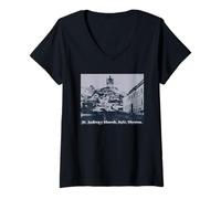 Femme Église Saint-André, Kiev, Ukraine Baroque Vintage Souvenir T-Shirt avec Col en V