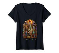 Femme Egypte Ancienne divinités sacrées mythologie icône œuvre d'art sacrée T-Shirt avec Col en V