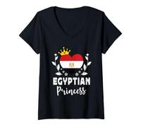Femme Egyptian Princess Egypt Flag Proud Egyptian Girl T-Shirt avec Col en V