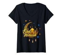 Femme Eid Mubarak Happy Ramadan Islamic Holiday Islam Musulman T-Shirt avec Col en V