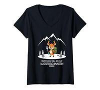 Femme Eigentlich Will ich nur Kaiserschmarrn Essen Hiking Deer T-Shirt avec Col en V