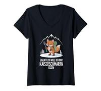 Femme Eigentlich Will ich nur Kaiserschmarrn Essen Hiking Fox T-Shirt avec Col en V