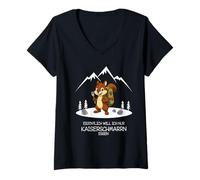 Femme Eigentlich Will ich nur Kaiserschmarrn Essen Hiking Squirrel T-Shirt avec Col en V