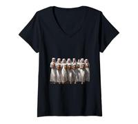 Femme Eight Maids Découpe de traite T-Shirt avec Col en V