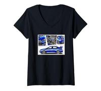 Femme EJ25 | JDM | Japon | mécanicien Rallye Turbo Voiture Vitesse T-Shirt avec Col en V