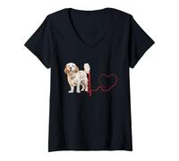 Femme EKG du Rythme Cardiaque du Chien Clumber Spaniel Mes Chiens sont Mon Cardio T-Shirt avec Col en V