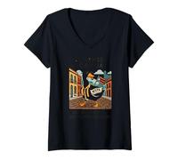 Femme El Ganso Boricua No Me Toques Estoy Jangueando Porto Rico T-Shirt avec Col en V