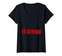 Femme El Gringo Retro 80s Argot culturel Design Minimaliste significatif T-Shirt avec Col en V