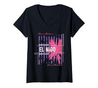 Femme El Nido Vacation Vacances Drapeau Philippines T-Shirt avec Col en V
