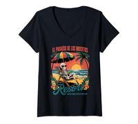 Femme El Paraiso de Los Muertos - Journée des Morts Classique T-Shirt avec Col en V