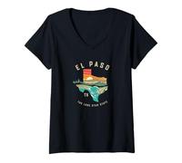 Femme El Paso Texas Outdoors Vintage Nature Illustration T-Shirt avec Col en V