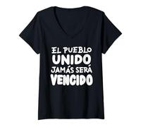 Femme El Pueblo Unido Jamas Sera Vencido T-Shirt avec Col en V