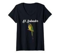 Femme El Salvador Torogoz National Bird Drapeau Salvadorien Pupusas T-Shirt avec Col en V