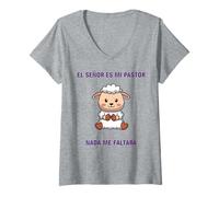 Femme El Señor ES mi Pastor, nada me faltará. T-Shirt avec Col en V
