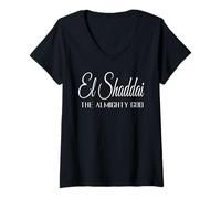 Femme El Shaddai Dieu Tout-Puissant T-Shirt avec Col en V