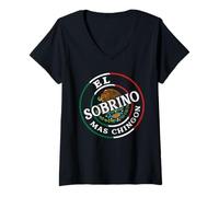 Femme El Sobrino Mas Chingon Vacation Matching Family Group Latinx T-Shirt avec Col en V
