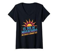 Femme El Sol de Maracaibo Me Acompaña Siempre Orgullo Zuliano T-Shirt avec Col en V