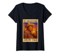 Femme El Squatcho a mangé Mon Taco, Art inspiré du sud-Ouest T-Shirt avec Col en V