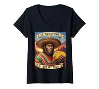 Femme El Squatcho Ate My Taco - Parodie cryptide Amusante T-Shirt avec Col en V
