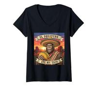 Femme El Squatcho Ate My Taco Sombrero Bigfoot Art Drôle T-Shirt avec Col en V