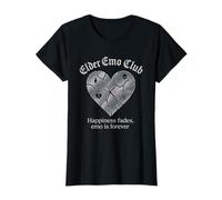 Femme Elder Emo Club Happiness Fades Emo Forever Broken Heart T-Shirt
