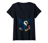 Femme Electric Freedom, Un Aigle de Puissance et de fierté T-Shirt avec Col en V
