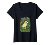 Femme Élégant Borzoï avec Fleurs d'iris pour Amoureux des Chiens Art Floral T-Shirt avec Col en V