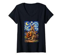 Femme Elegant Donkey Playing Guitar Whimsical Art Music Camping T-Shirt avec Col en V