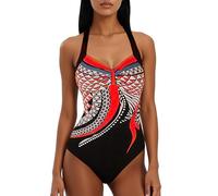 Femme Elégant Maillot de Bain Vintage 1 Pièce Taille Haute Amincissant Imprimé Dos Nu Bra Push Up Rembourré Monokini Ventre Plat Straps African
